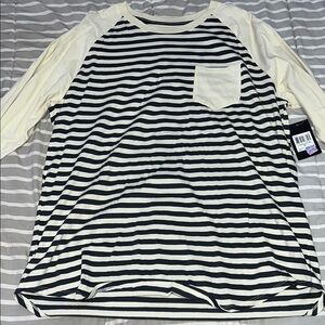 Hurley Black and Cream Striped Long Sleeve Tee